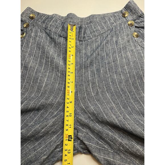 Zac & Rachel Linen Blend Lounge Crop Pants With Pockets Denim Color Sz Large - Picture 8 of 8